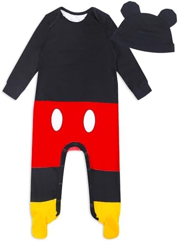 Disney Baby Boys Mickey Mouse Romper Cap Set - Cute for Fall Winter