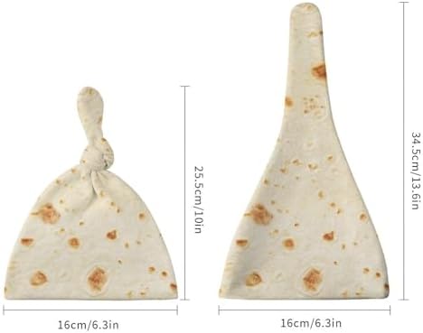 Burrito Tortilla Pattern Baby Newborn Hat Set Top Knot Beanie