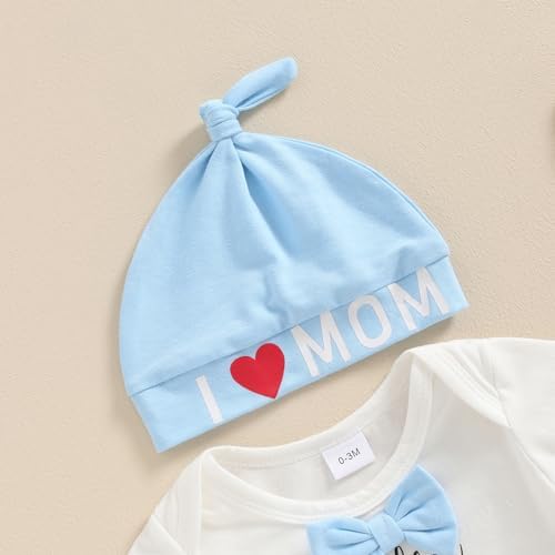 Newborn Baby Boy First Moms Day Outfit - Funny Letters Set