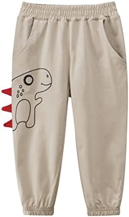 Funny Dinosaur Toddler Boy Sweatpants with Reinforced Waistband Eco-Friendly Elastic