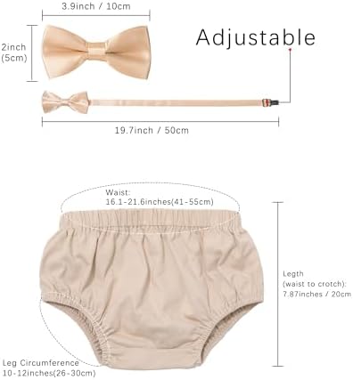 Bow Tie First Birthday Suspenders Diaper Cover Sparkling Crown for Baby Boys