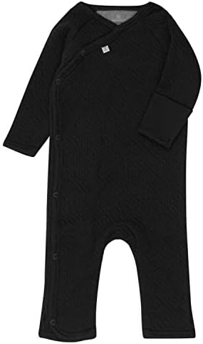 HonestBaby Organic Cotton Matelasse Kimono Coverall Black