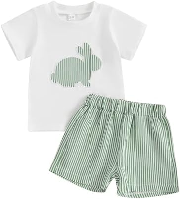 Lamuusaa Cute Toddler Easter Outfit T-Shirt Shorts Set
