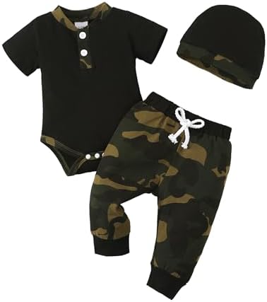 Letter Print Romper Pants Set for Baby Boys