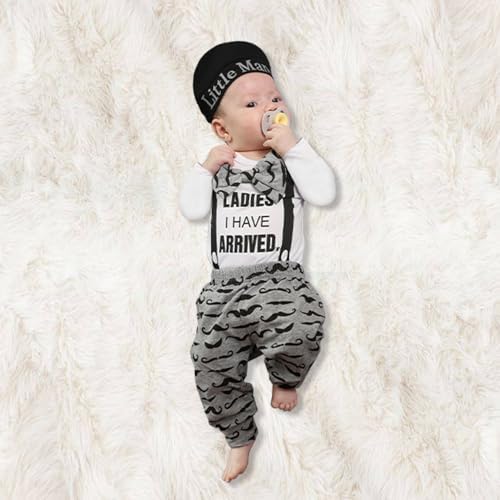 KuKitty Newborn Baby Boy Clothes 3-Piece Set Romper Pants Hat
