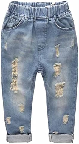 KIDSCOOL SPACE Baby Little Girls Ruffled Elastic Waist Jeans Unique Design