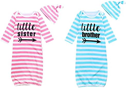 Cozy Twin Sleep Gowns with Hats for Newborns Buffy Buzz Twins
