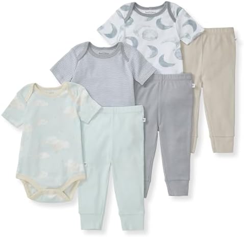 Burts Bees Baby - Unisex 6-Piece Bodysuit Pant Set