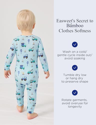 Easweet Bamboo Viscose Zipper Pajamas for Babies Snug Fit Soft
