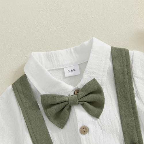 Summer Baby Boy Formal Suit with Bowtie and Suspenders 2Pcs Set