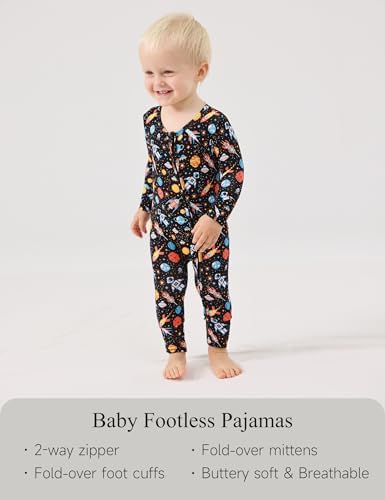 EASWEET Bamboo Viscose Zipper Baby Pajamas