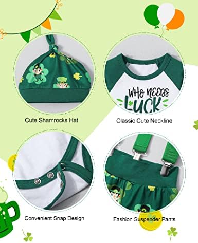 Queenstyle St Patricks Day Baby Boy Outfit 3Pcs Set