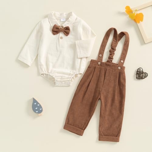 BULINGNA 2Pcs Newborn Boy Fall Gentleman Outfit Set for US Boys