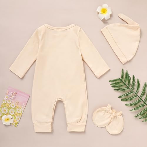 GRNSHTS Newborn Baby Boy Romper Set with Hat and Gloves 3PCS