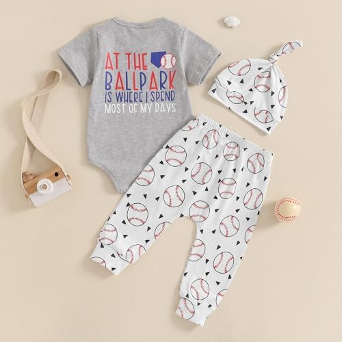 Lamuusaa Newborn Baby Boy Baseball Outfit Set