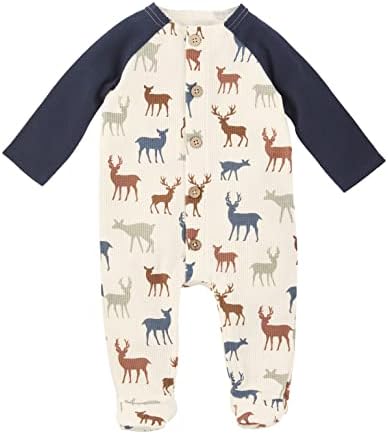 Mud Pie Baby Boys Cream Footed Deer Print Sleeper