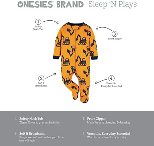 Onesies Brand Baby Boys 4-Pack Sleep N Play Footies