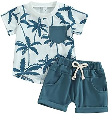 Saliuentm Toddler Beach Set tropical t-shirt and shorts