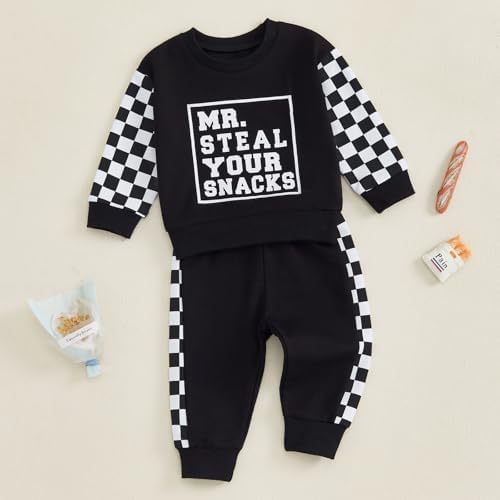 BeQeuewll Toddler Fall Winter sweatshirt and pants set for boys