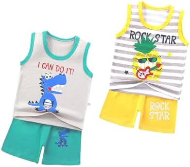 Vagefun Toddler Boy Summer Clothes - Dinosaur Tank Top Shorts Set
