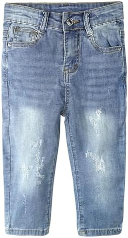 Little Kids Casual Elastic Jeans Ripped Denim for Boys