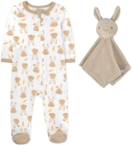 Easter Bunny Footie and Lovey Blanket Set for Babies 3 Months