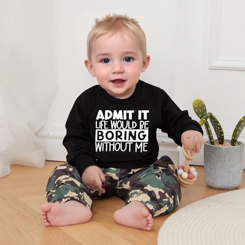 WDeHow Toddler Kids Baby Boy Fall Outfits - Trendy Fall Camouflage Sweater Set
