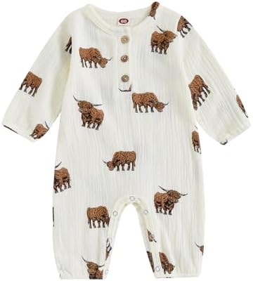 Infant Baby Boy Cow Print Romper
