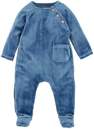 Cozy Velocity Blue Velour Baby Sleeper