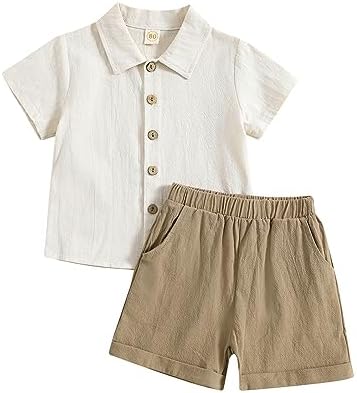 Kutersbabi Toddler Boys Button-Down Linen Outfit