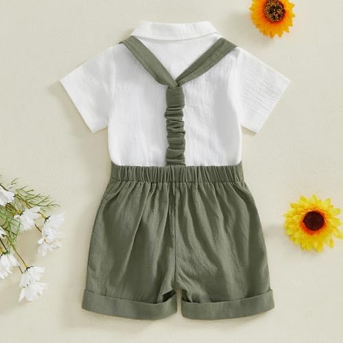 Summer Baby Boy Formal Suit with Bowtie and Suspenders 2Pcs Set