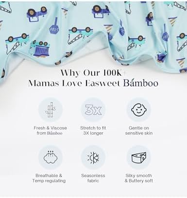 EASWEET Bamboo Viscose Pajama for Baby Zipped Diaper friendly