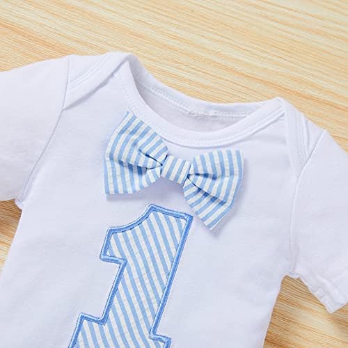 GRNSHTS Baby Boy First Birthday Bow Tie Romper Set