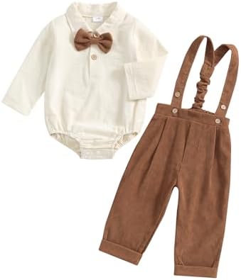 BULINGNA 2Pcs Newborn Boy Fall Gentleman Outfit Set for US Boys