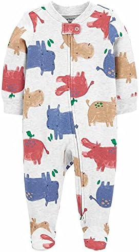 Carters Boys 1-Piece Pjs Snug Fit Footie Sleepers 9-Month Hippos