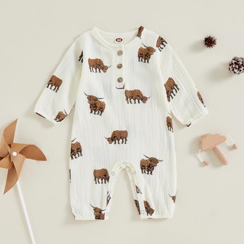 Infant Baby Boy Cow Print Romper