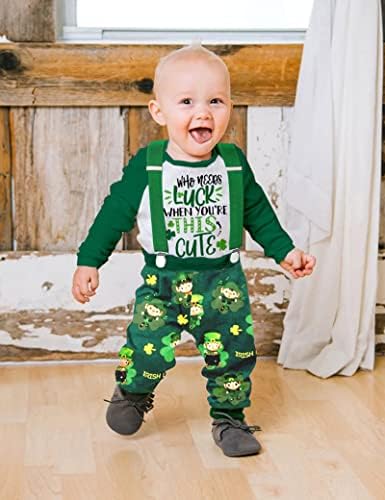 Queenstyle St Patricks Day Baby Boy Outfit 3Pcs Set