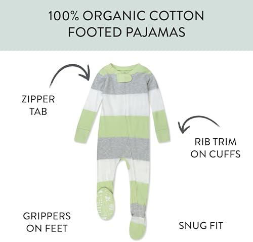HonestBaby Organic Cotton Footed Pajamas for Baby Boys