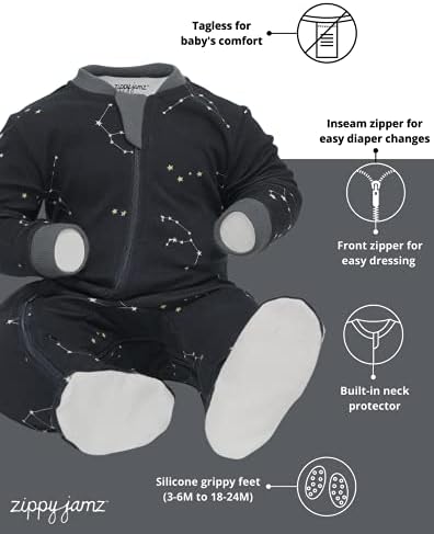 ZippyJamz 2-Zipper Organic Sleepers for Babies