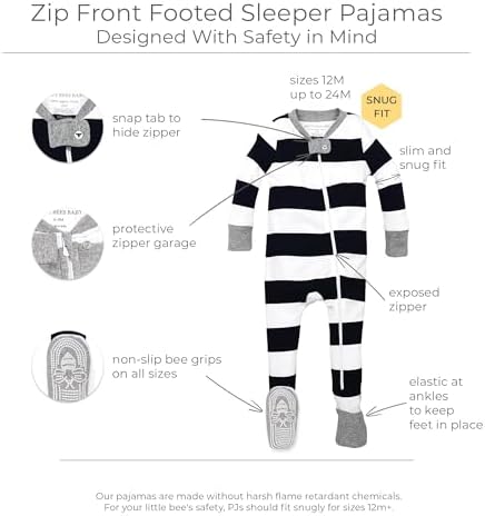 Burts Bees - Organic Cotton Pajamas for Boys - Zip-Front Sleepers