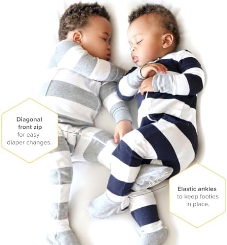 Burts Bees - Organic Cotton Pajamas for Boys - Zip-Front Sleepers