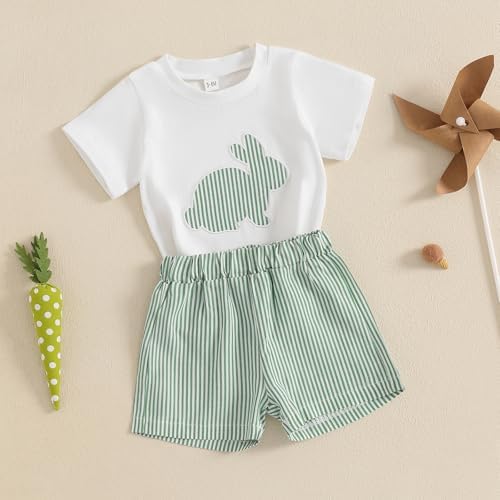 Lamuusaa Cute Toddler Easter Outfit T-Shirt Shorts Set