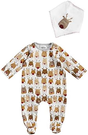 Mud Pie Baby Boys Reindeer Sleeper and Bib Set
