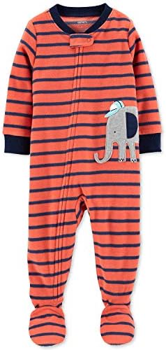 Carters Toddler Boys Orange Striped Elephant Blanket Sleepers Size 4T