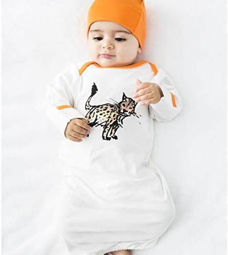 Babysoy Organic Jane Goodall Animal Print Baby Sleeper Gown Rabbit 0-3 Months