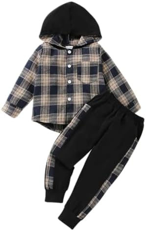 Cool Plaid Toddler Boys Outfit Set