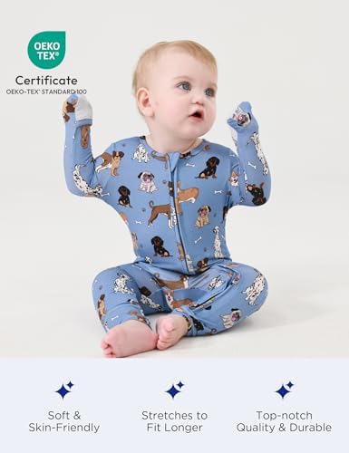 EASWEET Bamboo Viscose Pajama for Baby Zipped Diaper friendly