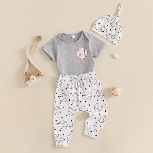 Lamuusaa Newborn Baby Boy Baseball Outfit Set
