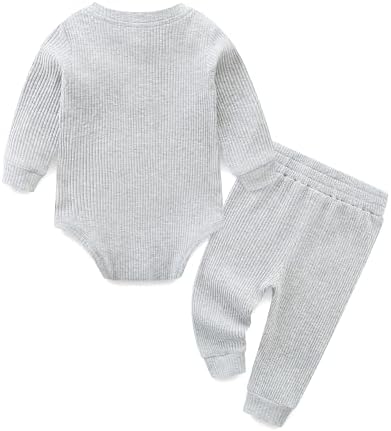 Hikido Newborn Baby Romper Set Cotton Long Sleeve Tops Pants 2PCS