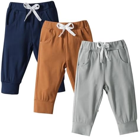 DREAM BUS Pack of 3 Toddler Jogger Pants with Pocket